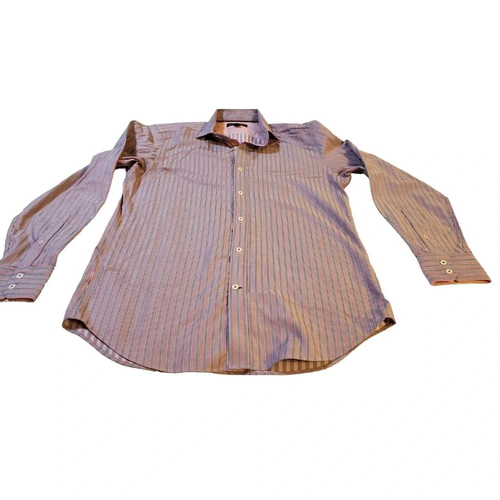 Banana Republic Shirt Non Iron Slim‎ Fit Men's M 15-15.5 Striped Red Office
